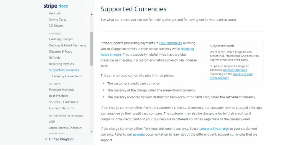 Stripe Supported Currencies